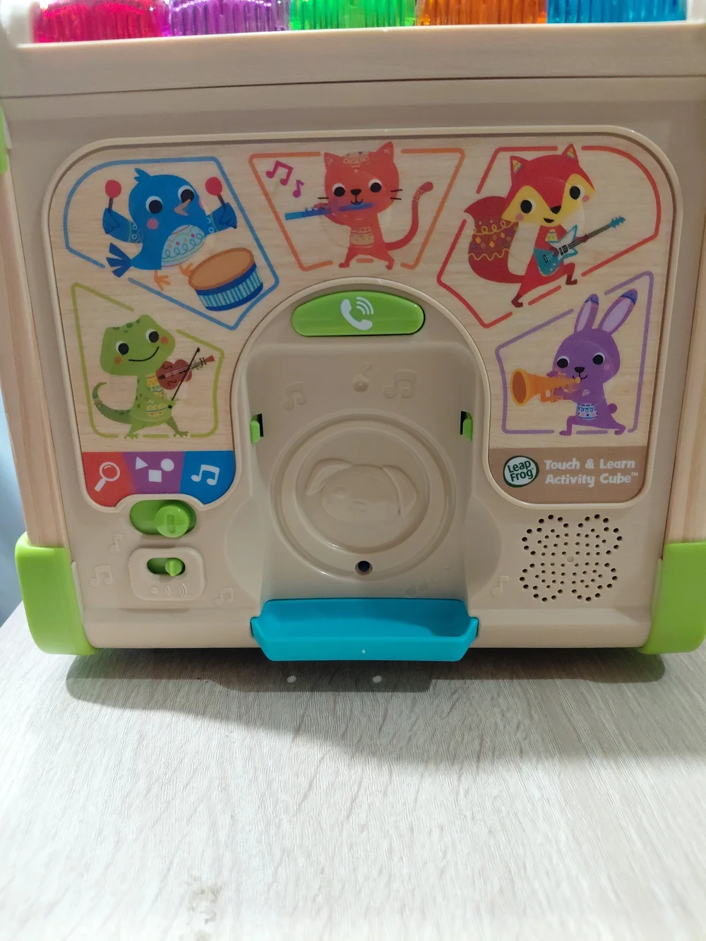 Wooden Activity Cube with Number Blocks - Green Accents
